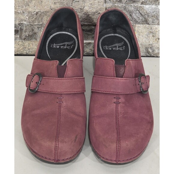Dansko Tamara Professional Clogs Nubuck Leather Buckle Comfort Shoe Wine 40 | 10 - Picture 5 of 13